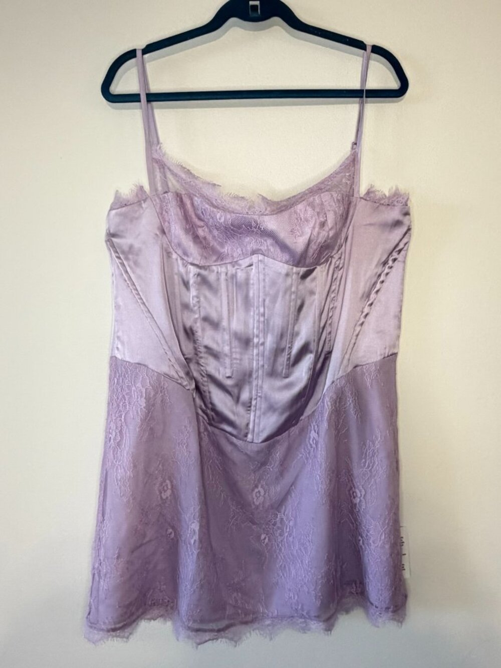 ASOS Design Lavender Satin Lace Corset Mini Dress Size 14 NWT